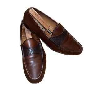 Gucci Men’s Brown Leather Slip On Oxfords, size 11
